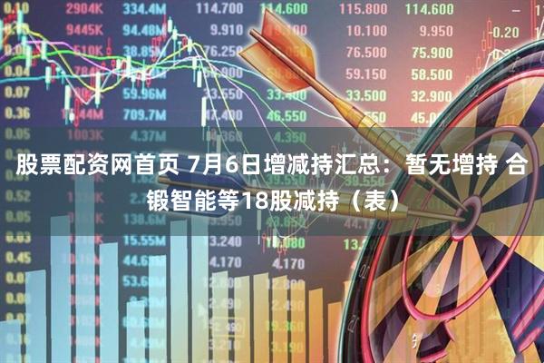 股票配资网首页 7月6日增减持汇总：暂无增持 合锻智能等18股减持（表）